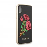 Capac Protectie Spate Guess Pentru iPhone X Colectia Flower - Negru