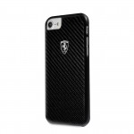 Capac Protectie Spate Ferrari Carbon Pentru iPhone 7 Colectia Heritage - Negru