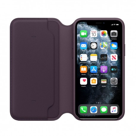 Book Apple Din Piele Pentru iPhone 11 Pro - Visiniu