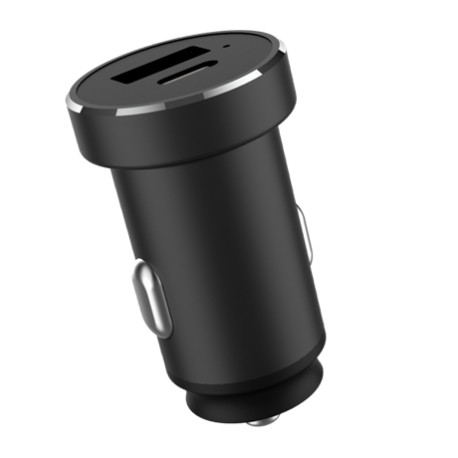 Incarcator Auto Cellara Usb A 2.4a + Usb C Pd 18w Total 30w Aluminiu - Negru