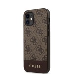 Capac Protectie Spate Guess Pentru iPhone 12 Mini Colectia Bottom Stripe Brown - Maro
