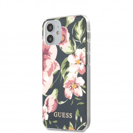 Capac Protectie Spate Guess Pentru iPhone 12 Mini Colectia Flower Nr 3 - Albastru
