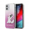 Capac Protectie Spate Karl Lagerfeld Pentru iPhone 12 Mini Colectia Choupette Eat Gradient- Roz