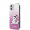 Capac Protectie Spate Karl Lagerfeld Pentru iPhone 12 Mini Colectia Choupette Eat Gradient- Roz