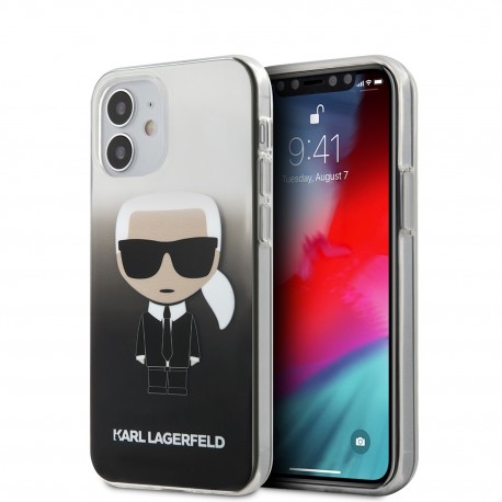 Capac Protectie Spate Karl Lagerfeld Pentru iPhone 12 Mini Colectia Ikonik Gradient - Negru