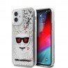 Capac Protectie Spate Karl Lagerfeld Pentru iPhone 12 Mini Colectia Liquid Glitter Choupette - Argintiu
