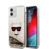 Capac Protectie Spate Karl Lagerfeld Pentru iPhone 12 Mini Colectia Liquid Glitter Choupette - Auriu
