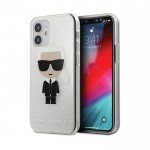 Capac Protectie Spate Karl Lagerfeld Pentru iPhone 12 Mini Colectia Glitter Ikonik - Argintiu