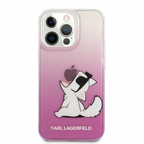 Capac Protectie Spate Karl Lagerfeld Pentru iPhone 13 Pro Max Colectia Gradient Fun Choupette - Roz