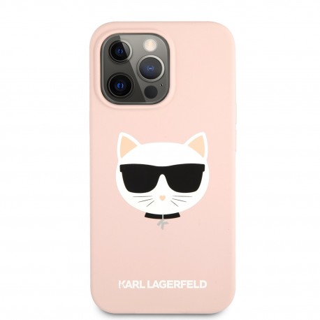 Capac Protectie Spate Karl Lagerfeld  Din Silicon Pentru iPhone 13 Pro Colectia Choupette - Roz
