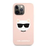 Capac Protectie Spate Karl Lagerfeld  Din Silicon Pentru iPhone 13 Pro Colectia Choupette - Roz
