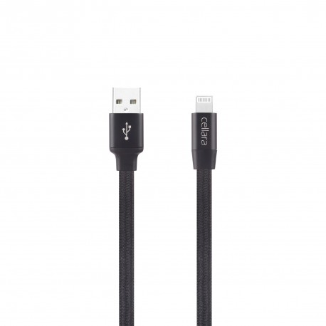 Cablu De Date Cellara Textil Lightning 1m - Negru