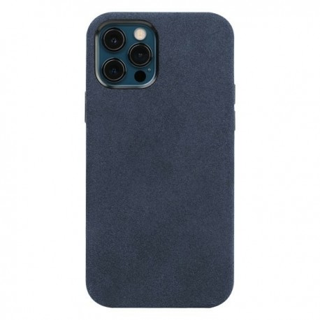 Capac Protectie Spate Cellara Colectia Alcantara Pentru iPhone 12/12 Pro - Albastru Inchis