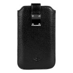 Husa neagra universala din Piele -clapa metalica -  marimea xl