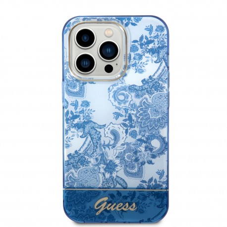 Capac Protectie Spate Guess Pentru iPhone 14 Pro Electro Toile De Jouy - Albastru