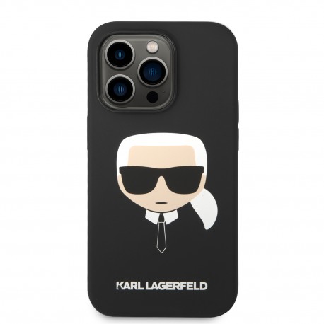 Capac Protectie Spate Karl Lagerfeld Din Silicon Magsafe Pentru iPhone 14 Pro Karl Head - Negru