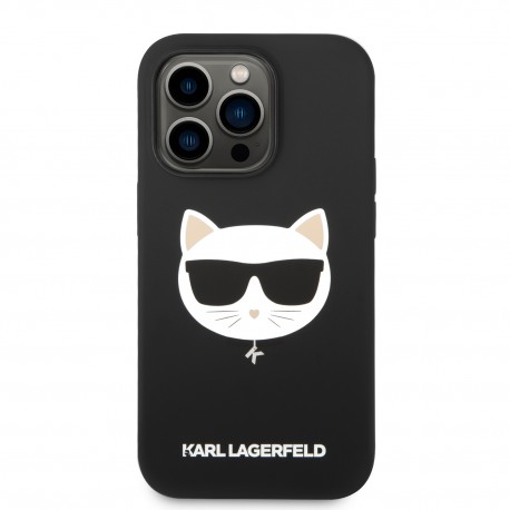 Capac Protectie Spate Karl Lagerfeld Din Silicon Magsafe Pentru iPhone 14 Pro Choupette Head - Negru