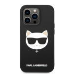 Capac Protectie Spate Karl Lagerfeld Din Silicon Magsafe Pentru iPhone 14 Pro Choupette Head - Negru