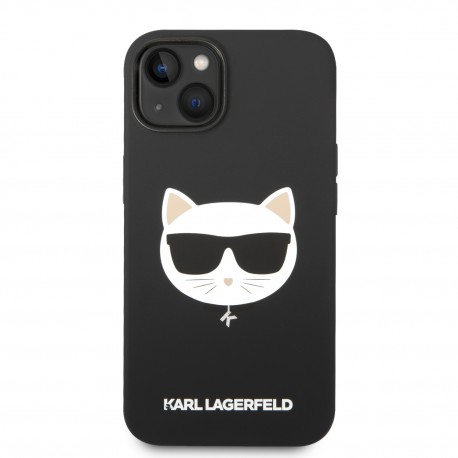 Capac Protectie Spate Karl Lagerfeld Din Silicon Magsafe Pentru iPhone 14 Plus Choupette Head - Negru