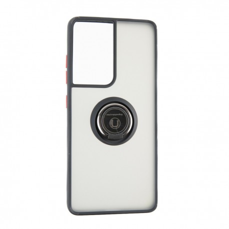 Capac Protectie Spate Colectia Soft Shape With Ring Pentru Samsung Galaxy S21 Ultra - Negru Rosu