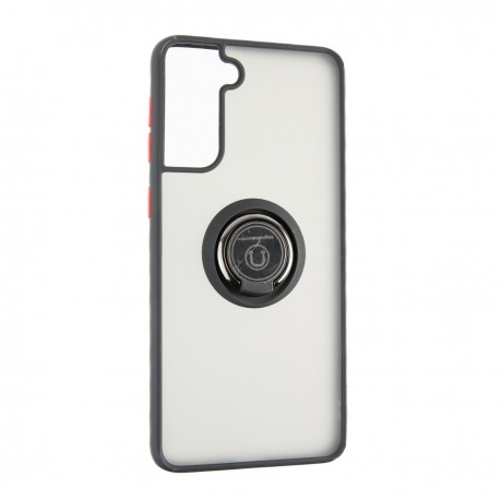 Capac Protectie Spate Colectia Soft Shape With Ring Pentru Samsung Galaxy S21 Plus - Negru Rosu