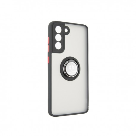 Capac Protectie Spate Colectia Soft Shape With Ring Pentru Samsung Galaxy S21 Fe - Negru Rosu