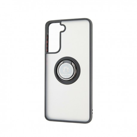 Capac Protectie Spate Colectia Soft Shape With Ring Pentru Samsung Galaxy S21 - Negru Rosu