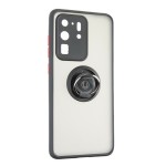 Capac Protectie Spate Colectia Soft Shape With Ring Pentru Samsung Galaxy S20 Ultra - Negru Rosu