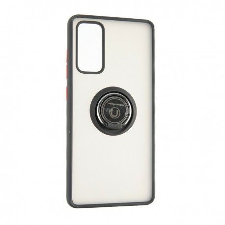 Capac Protectie Spate Colectia Soft Shape With Ring Pentru Samsung Galaxy S20 Fe - Negru Rosu