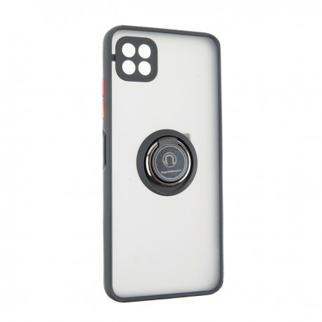 Capac Protectie Spate Colectia Soft Shape With Ring Pentru Samsung Galaxy A22 5g - Negru Rosu