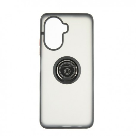 Capac Protectie Spate Colectia Soft Shape With Ring Pentru Huawei Nova Y70 - Negru Rosu