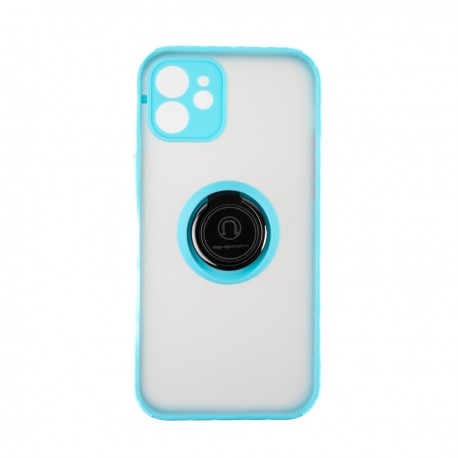 Capac Protectie Spate Colectia Soft Shape With Ring Pentru iPhone 12 - Albastru Deschis