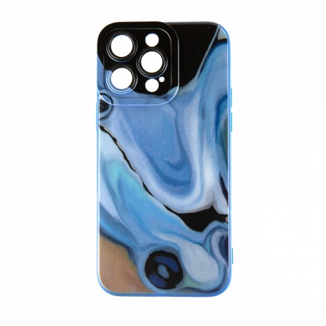 Capac Protectie Spate Colectia Soft Waves Pentru iPhone 14 Pro Max - Albastru