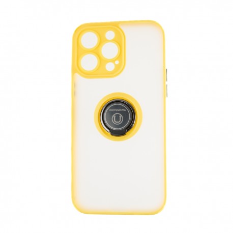 Capac Protectie Spate Colectia Soft Shape With Ring Pentru iPhone 14 Pro Max - Galben