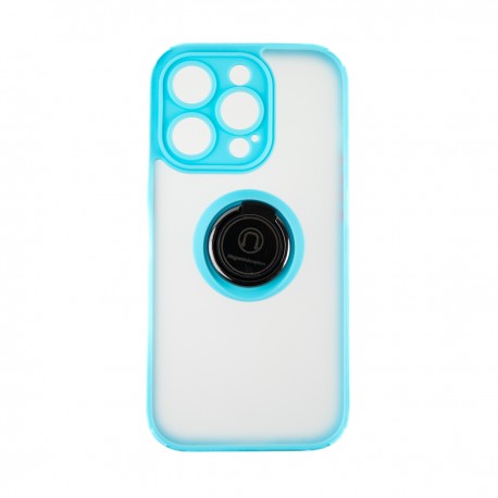 Capac Protectie Spate Colectia Soft Shape With Ring Pentru iPhone 14 Pro - Albastru Deschis
