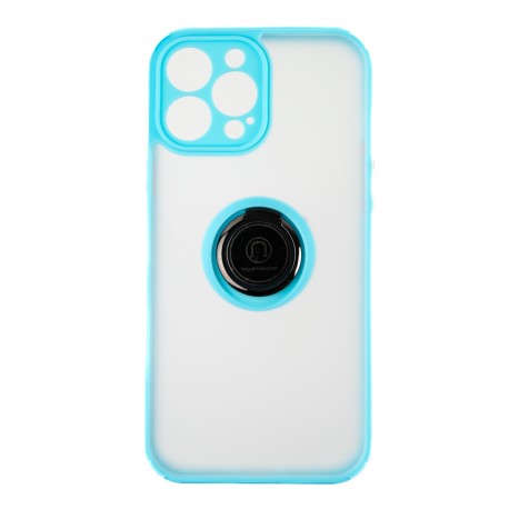 Capac Protectie Spate Colectia Soft Shape With Ring Pentru iPhone 13 Pro Max - Albastru Deschis