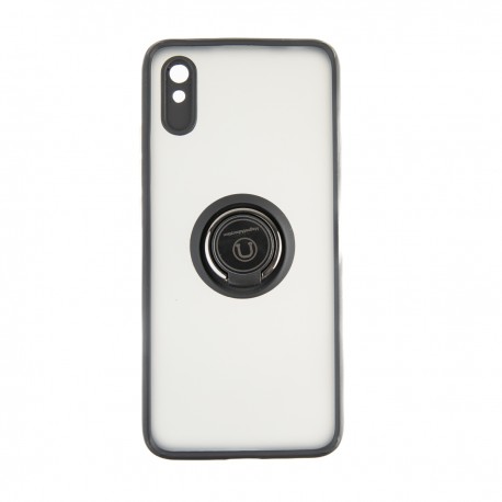 Capac Protectie Spate Colectia Soft Shape With Ring Pentru Xiaomi Redmi 9a/9at - Negru Rosu
