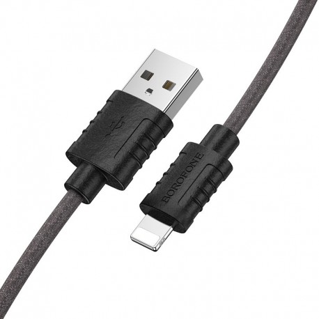 Cablu De Date Borofone Bx52 Usb A - Lightning Din Silicon 1m 2.4a - Negru