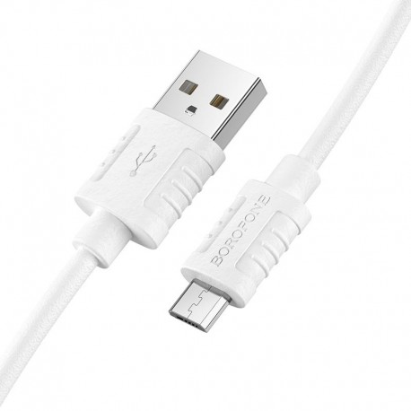 Cablu De Date Borofone Bx52 Usb A - Microusb Din Silicon 1m 2.4a - Alb