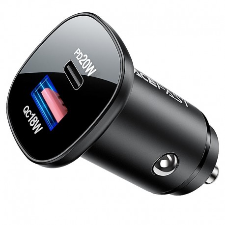 Incarcator Auto Acefast B1 Mini Dual Usb C Pd 20w + Usb A Qc 18w Total 38w - Negru