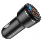 Incarcator Auto Borofone Bz17 Dual Usb A Qc 18w + Usb A Qc 18w - Negru