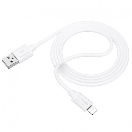 Cablu De Date Borofone Bx52 Usb A - Lightning Din Silicon 1m 2.4a - Alb