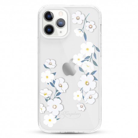 Capac Protectie Spate Kingxbar Cu Cristale Swarovski Colectia Apricot Pentru iPhone 12 Pro Max - Alb