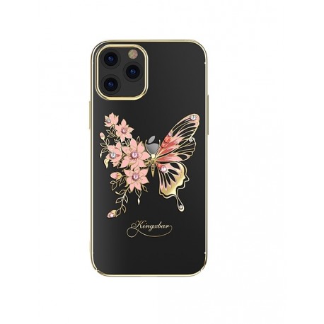 Capac Protectie Spate Kingxbar Cu Cristale Swarovski Colectia Butterfly Pentru iPhone 12/12 Pro - Auriu