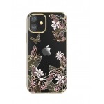 Capac Protectie Spate Kingxbar Cu Cristale Swarovski Colectia Butterfly Pentru iPhone 12 Mini - Roz/auriu