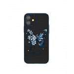 Capac Protectie Spate Kingxbar Cu Cristale Swarovski Colectia Butterfly Pentru iPhone 12 Mini - Albastru