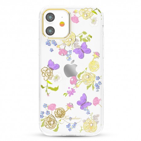 Capac Protectie Spate Kingxbar Cu Cristale Swarovski Colectia Rose Pentru iPhone 12 Mini - Alb