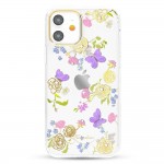 Capac Protectie Spate Kingxbar Cu Cristale Swarovski Colectia Rose Pentru iPhone 12 Mini - Alb
