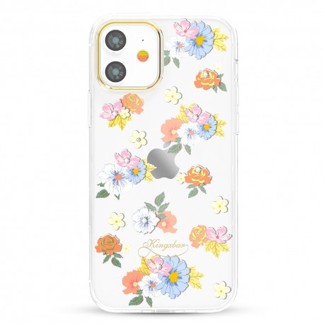 Capac Protectie Spate Kingxbar Cu Cristale Swarovski Colectia Rose Pentru iPhone 12 Mini - Portocaliu