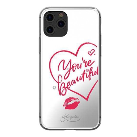 Capac Protectie Spate Kingxbar Tip Oglinda Cu Cristale Swarovski Colectia Angel Pentru iPhone 11 Pro - Heart